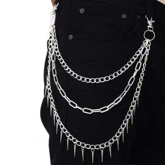 Jewelry punk metal rivets geometric chain pants chain hip-hop trendy cool all-match men's waist chain