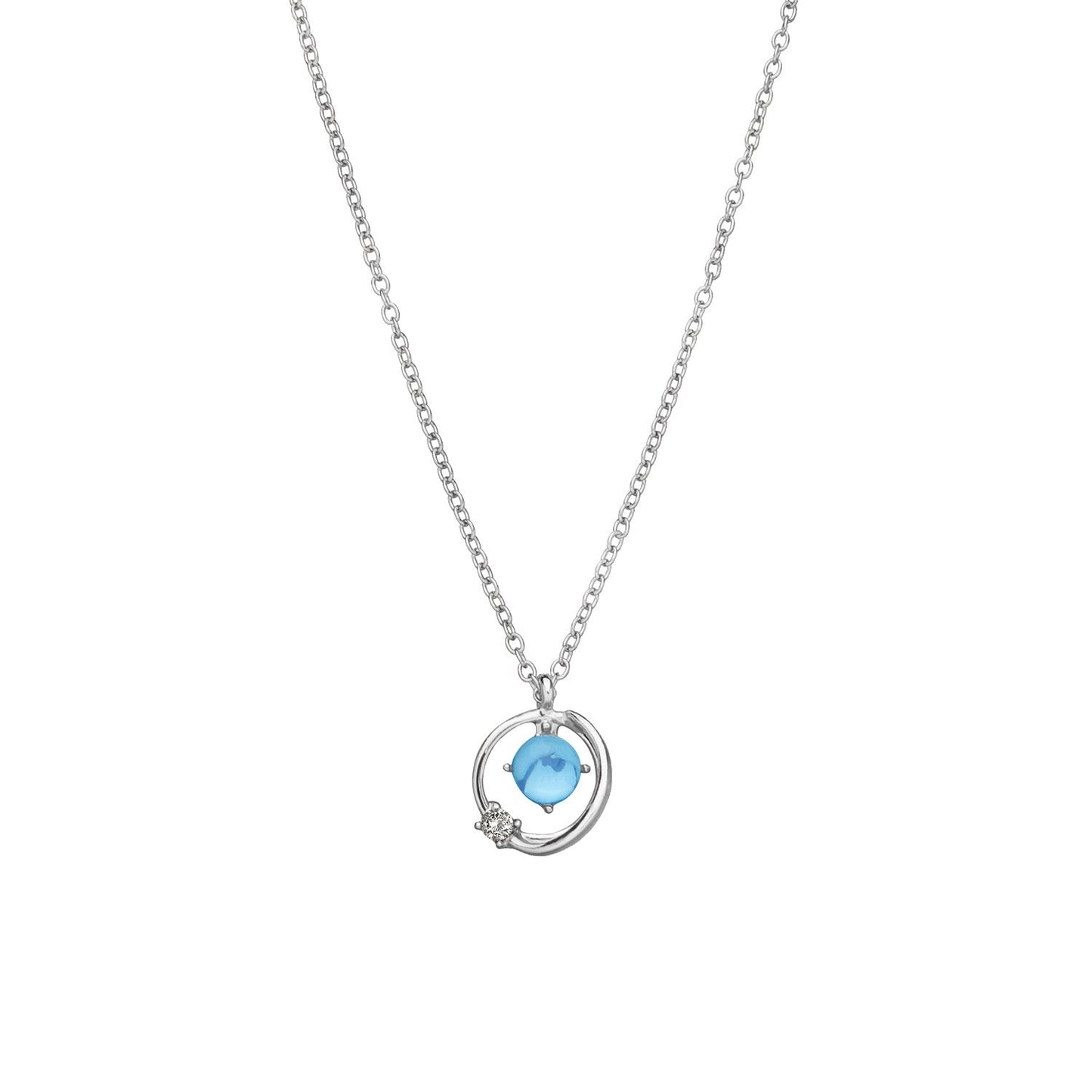 Jewelry micro-inlaid blue fantasy planet pendant necklace women's fashion full diamond temperament simple necklace