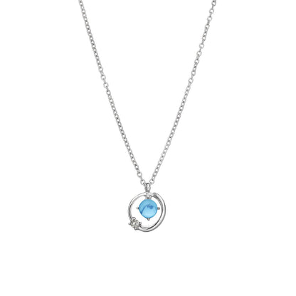 Jewelry micro-inlaid blue fantasy planet pendant necklace women's fashion full diamond temperament simple necklace