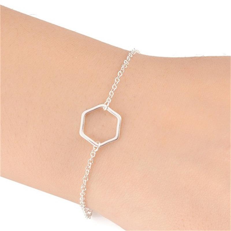 Simple Geometric Bracelet Minimalist Hexagon Bracelet Charm