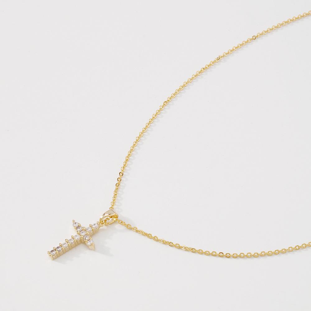 N7575 Simple Net Red Necklace Fashion Cross Pendant Necklace Personality Retro Sweet Clavicle Chain