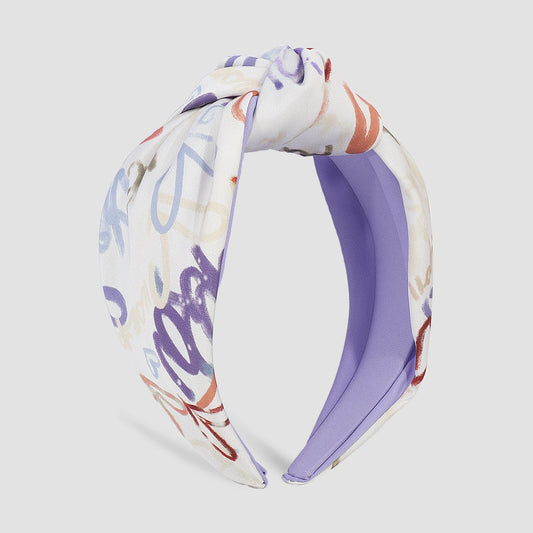 F452 Simple graffiti art wide-brimmed headband knotted sweet niche hair accessories French fabric simple headband female