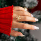 Jewelry Christmas simple diamond-studded zircon snowflake ring femininity sweet metal open ring
