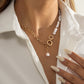 Jewelry cold special-shaped pearl pendant necklace female hip-hop retro metal buckle chain necklace
