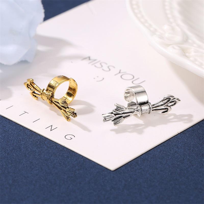 Popular Fashion Jewelry Earrings Temperament Cross Retro Metal Ear Bone Clip Trend Men's and Women's Personality Ear Clip