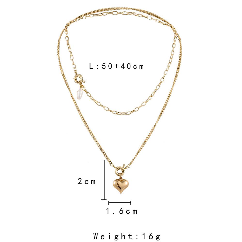 Simple Personality Fashion Versatile Double Layer Love Freshwater Pearl Lock Necklace For Women