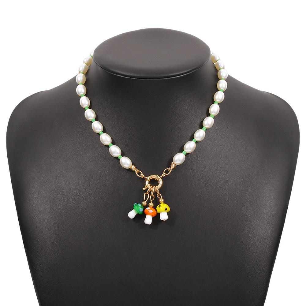 N9745 Jewelry Creative Resin Mushroom Small Fresh Necklace Bracelet Pearl Light Luxury Necklace Hand Jewelry