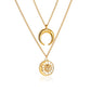 Retro Double Necklace Punk Personality Sun Moon Necklace Women's Multilayer Metal Clavicle Chain