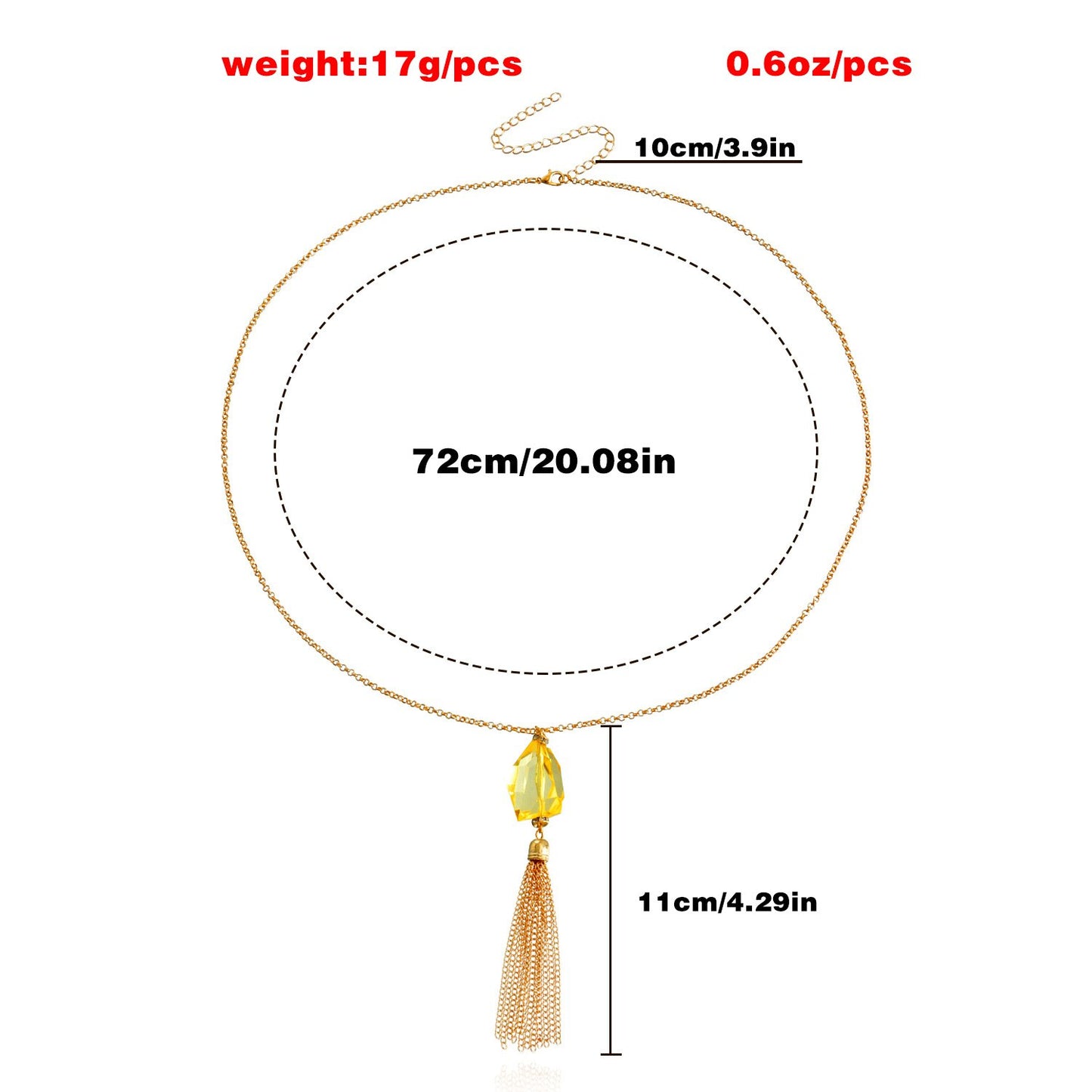 Jewelry Autumn and Winter Tassel Long Sweater Chain Advanced Sense Yellow Transparent Crystal Necklace Versatile