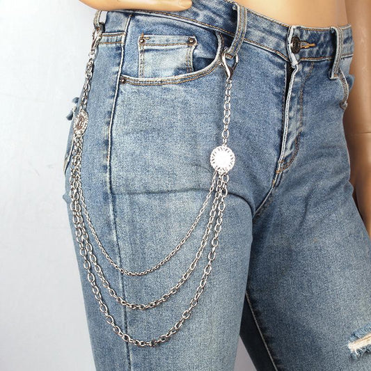 Punk fashion ins jewelry men and women trend hip-hop metal jeans chain beauty head decoration