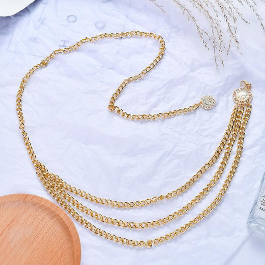 Jewelry alloy multi-layer exaggerated body chain female queen head portrait retro street shooting waist chain