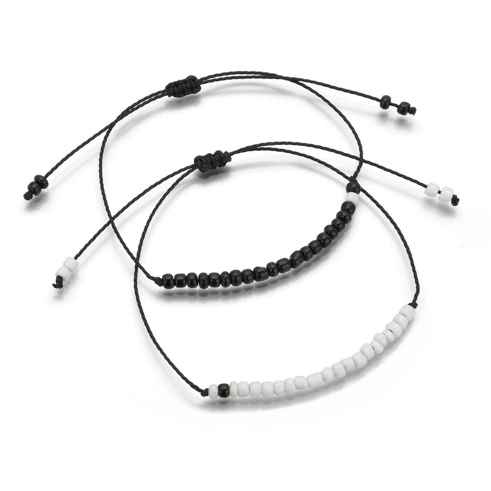 Simple black and white rice beads double layer bracelet weaving blessing couple friendship card bracelet bracelet bracelet