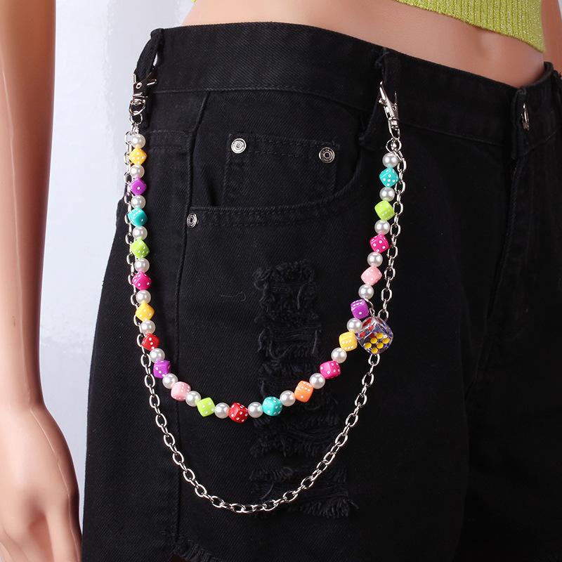 Trendy Acrylic Accessories Double Chain Hip Hop Punk Jeans Decorative Waist Chain Metal Pants Chain