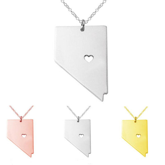 Simple USA State Map Necklace Stainless Steel Nevada State Map Pendant Necklace NevadaState