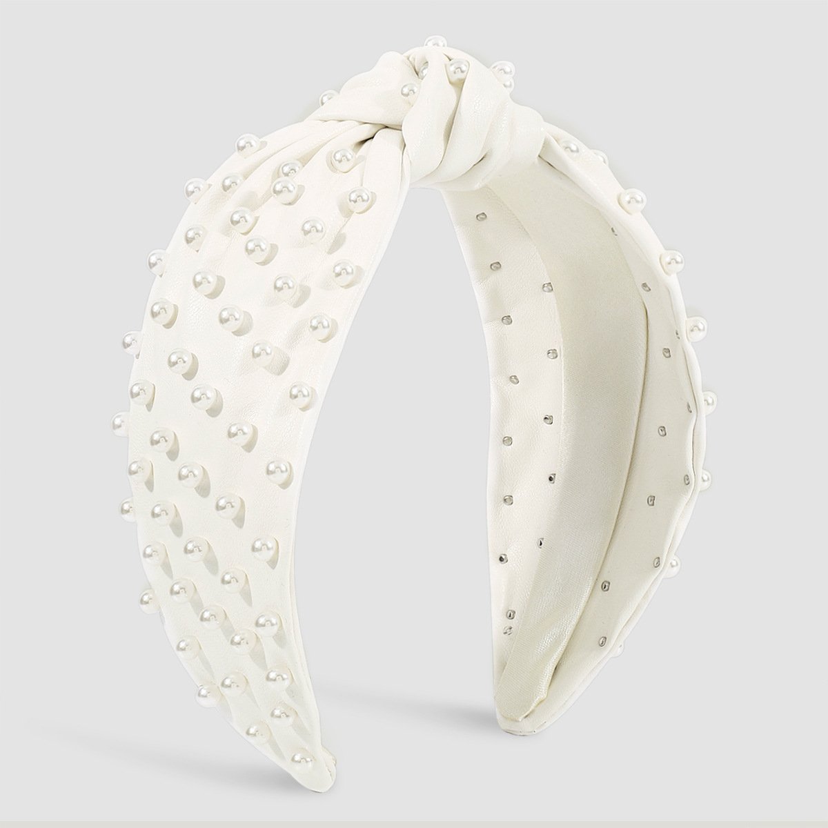 F494 fashion knotted leather beaded hair hoop female CCB personality wide-brimmed sweet going out pressing hair hoop
