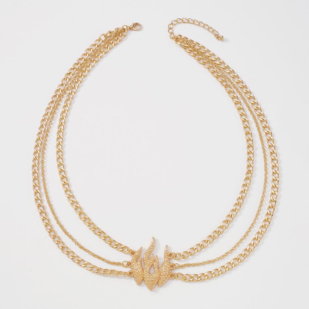 N9486 Jewelry Metal Texture Simple Flame Necklace Fashion Retro Creative Necklace Female