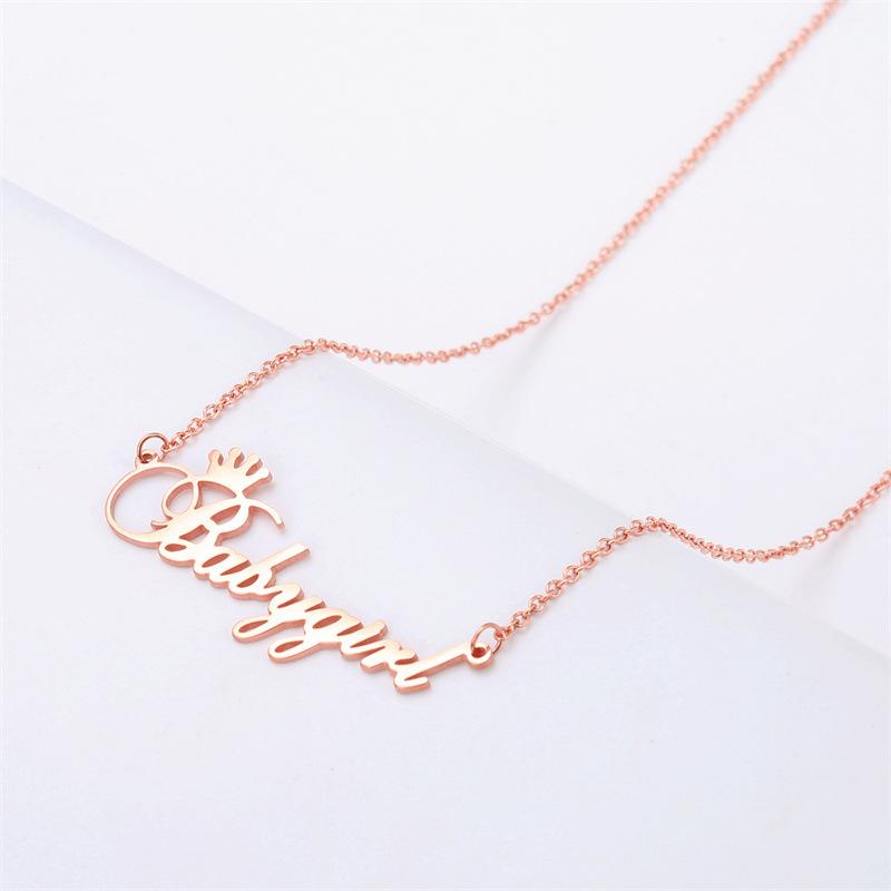 Jewelry Personality Babygirl English Letter Necklace Simple Ladies Crown Clavicle Chain
