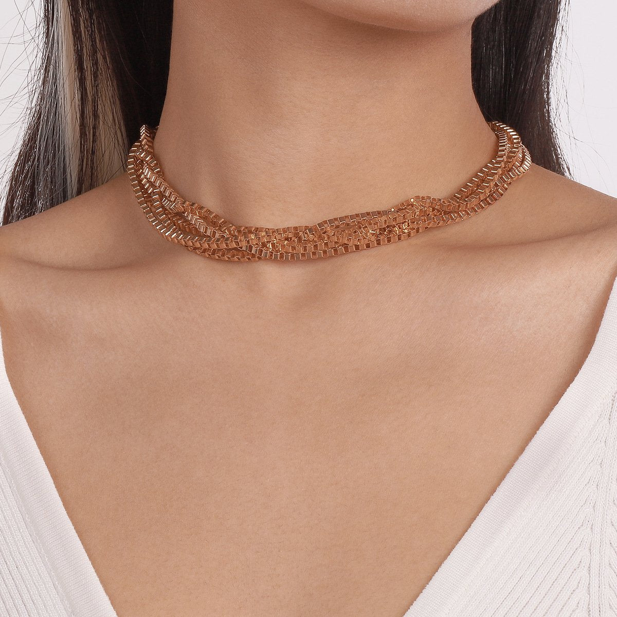 N1399 American retro exaggerated choker necklace niche metal personality multi-layer hip-hop punk necklace
