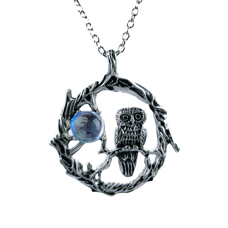 Jewelry Moonstone Pendant Necklace Women Summer Bohemian Vintage Jewelry Gothic Owl Accessories