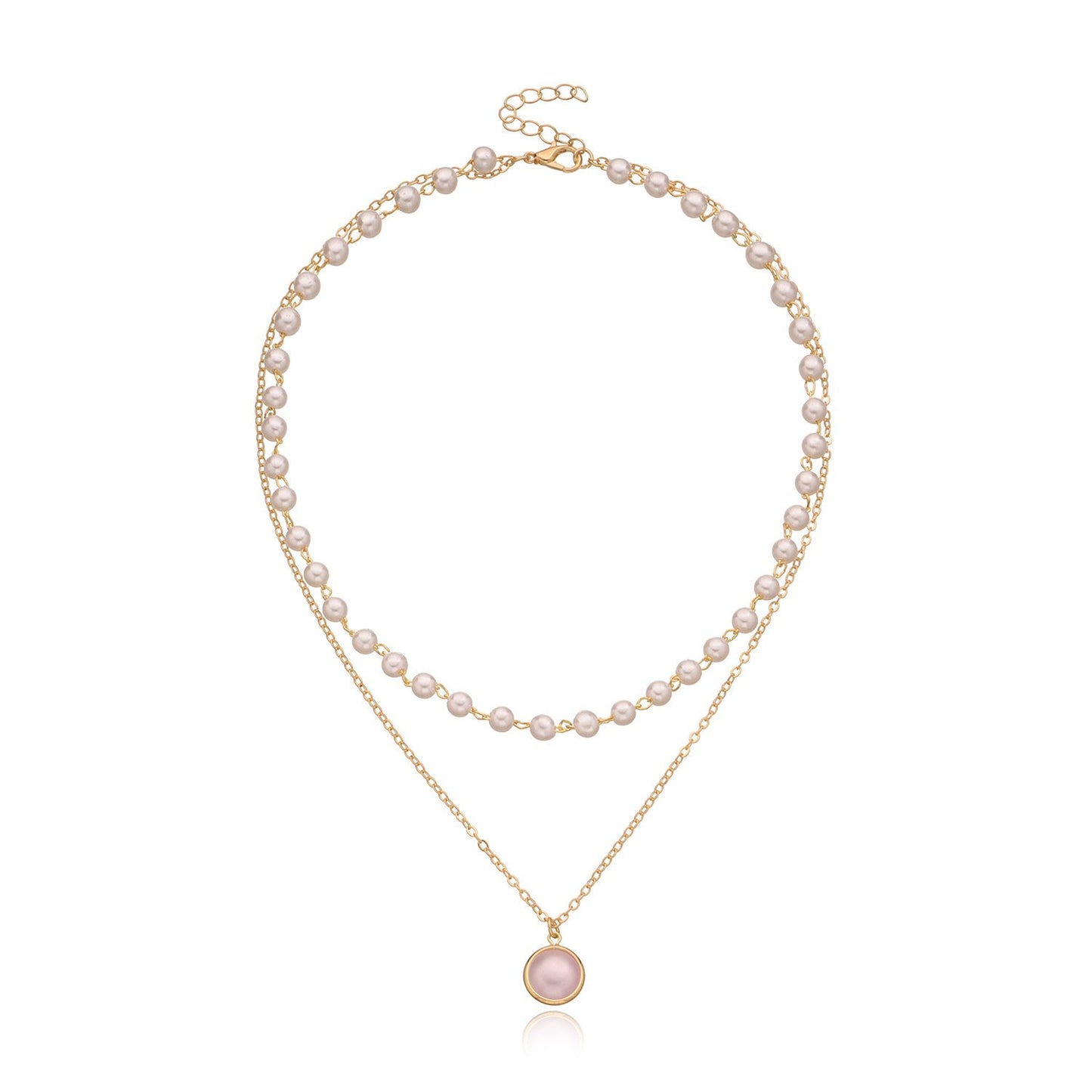 Jewelry Fashion Overlock Pearl Pendant Multilayer Necklace Femininity Popular Personality Necklace