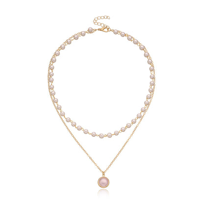 Jewelry Fashion Overlock Pearl Pendant Multilayer Necklace Femininity Popular Personality Necklace