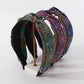 F443 Fashion Ethnic Embroidered Headband Retro Trendy Knotted Geometric Headband Exaggerated Colorful Hair Accessories