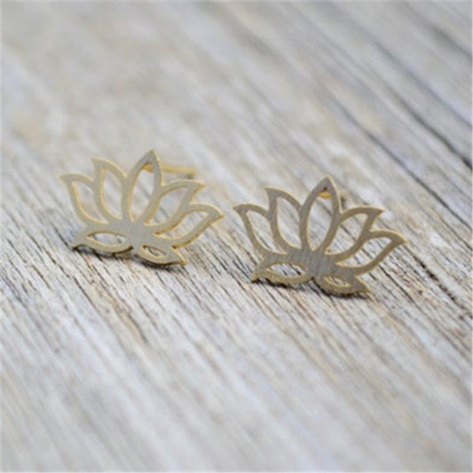 Jewelry Simple Fashion Hollow Lotus Flower Stud Earrings Ladies Cute Earrings