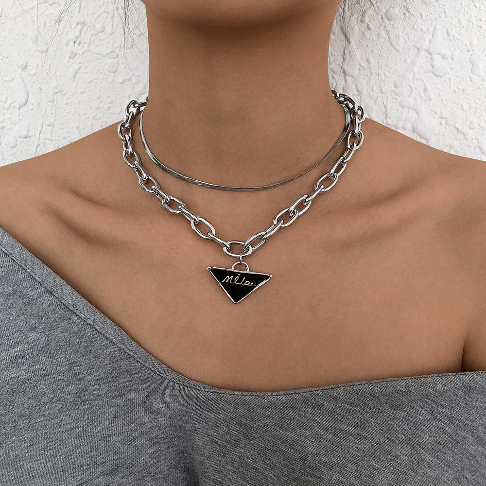 N9315 Jewelry Exaggerated Personality Street Shot Fashion Necklace Metal Texture Drip Oil Necklace Female