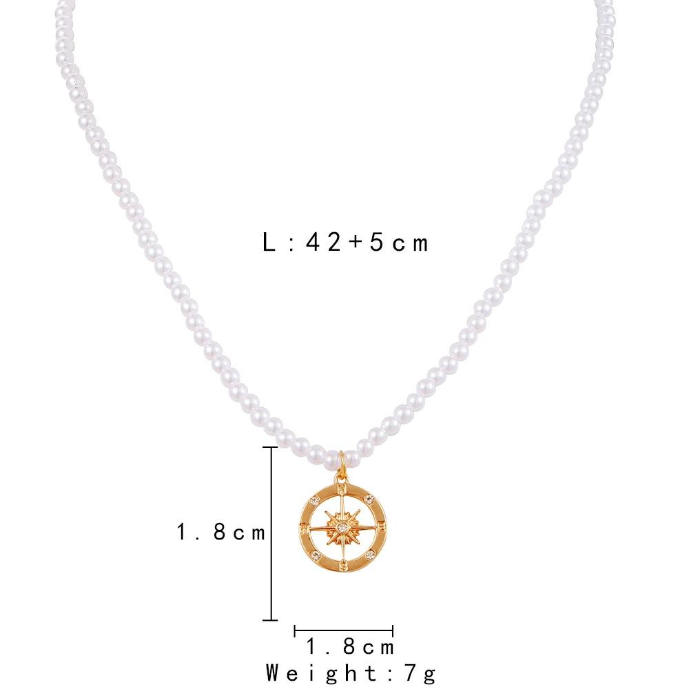 Fashion temperament small fresh short pearl anchor coin star necklace