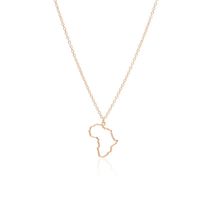 Jewelry Hollow Africa Map Pendant Necklace Female Personality Versatile Simple Fashion Necklace