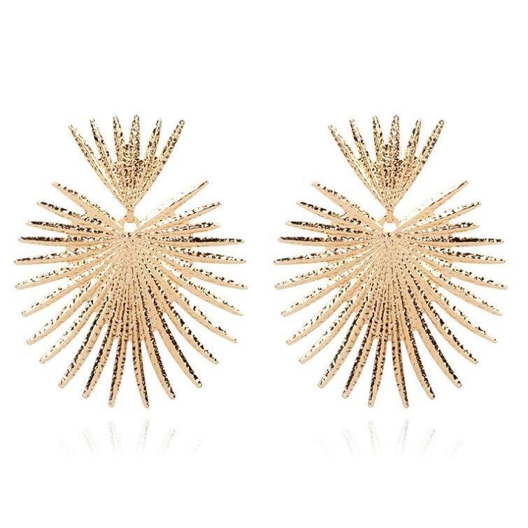 Jewelry personality simple fan-shaped exaggerated tassel geometric earrings retro temperament heart-shaped earrings for women