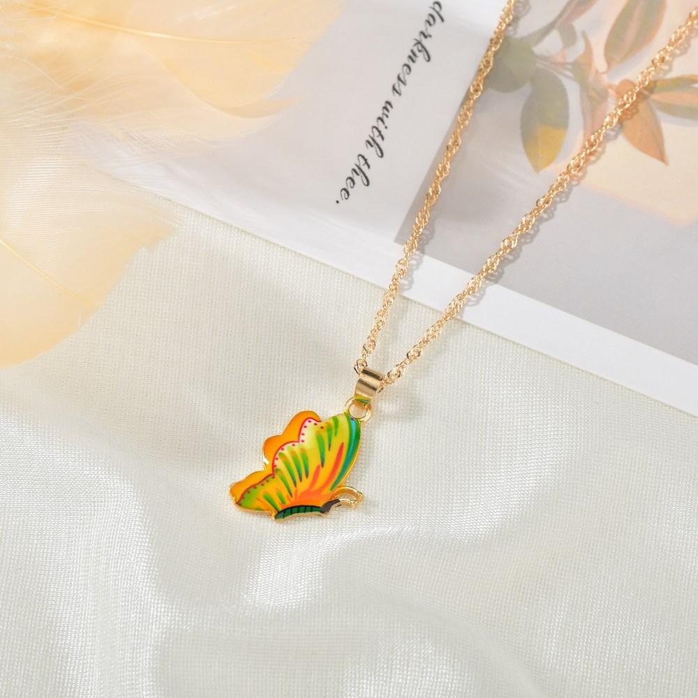 Jewelry fashion personality drip oil painted butterfly necklace ins popular butterfly necklace