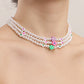 Jewelry ins soft pottery flower color love imitation pearl necklace female niche design light luxury