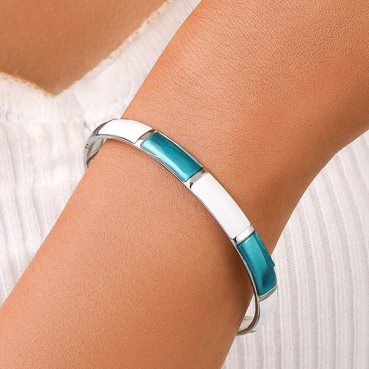 Simple fashion personality women's stainless steel creative design contrast color dripping oil bamboo adjustable bracelet