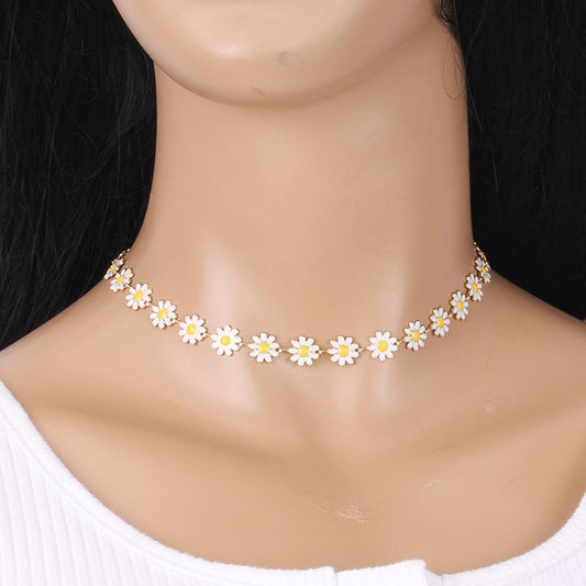 Simple temperament painted dripping oil flower clavicle chain explosive style colorful crystal pendant necklace