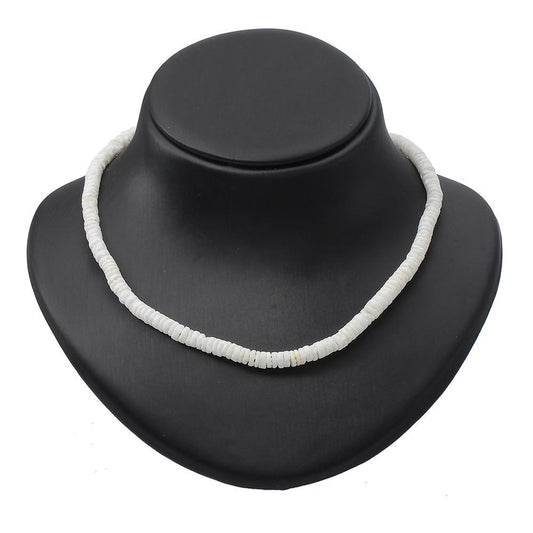 White Ocean Elements Round Broken Shell Conch Choker Beach Vacation Items Jewelry