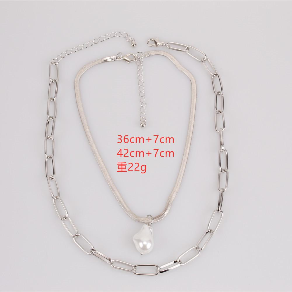 Jewelry Retro Versatile Multilayer Copper Snake Chain Natural Baroque Pearl Fashion Personality Two-piece Set