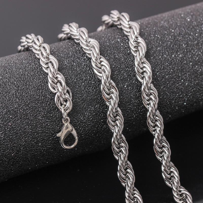 Fashion Stainless Steel Twist Chain Necklace Hipster Simple Fashion Titanium Steel Jewelry