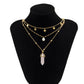Jewelry Mix and Match Imitation Pearl Geometric Necklace Simple Sequin Tassel Imitation Crystal Column Multilayer Necklace