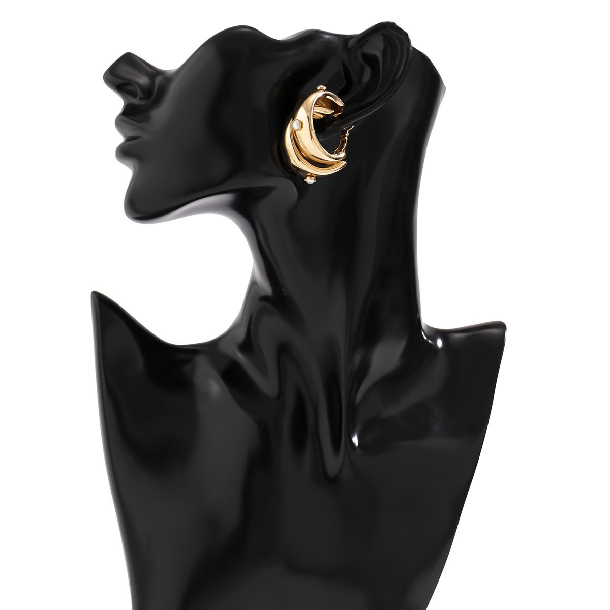 Jewelry Retro Fashion Pearl Stud Earrings Female Cold Versatile Geometric Metal C-shaped Earrings