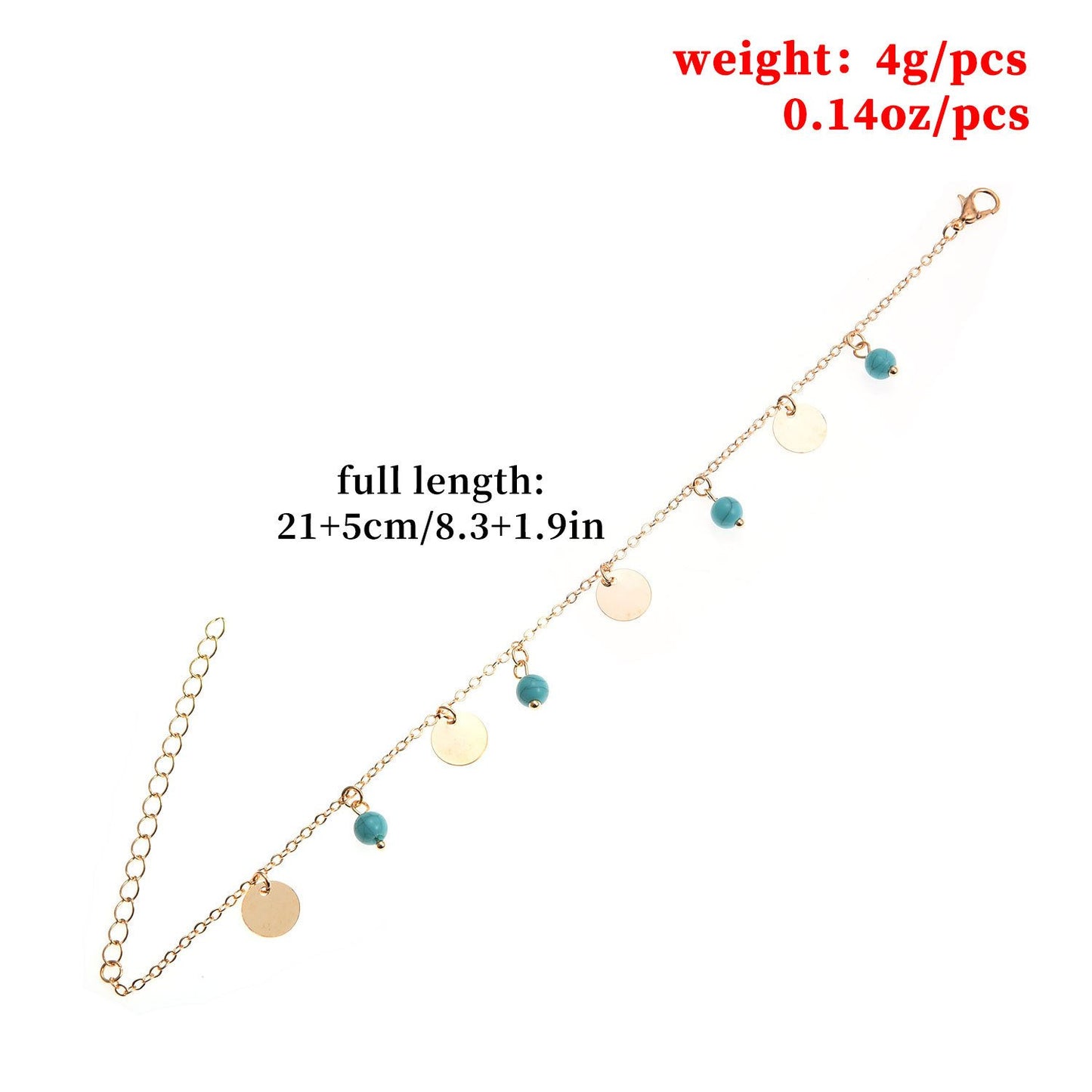 Spring and summer accessories simple turquoise disc pendant foot jewelry ladies personality beach anklet