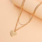 Custom Jewelry Fashion Double Flat Snake Chain LOVE Heart Pendant Necklace Female Niche Design Sense Necklace