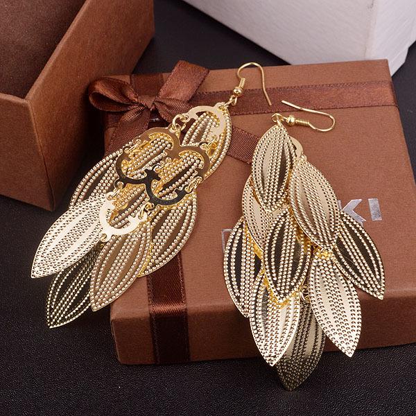 Popular Personality Speckle Texture Multi-layer Leaf Earrings Earrings Jewelry for Women