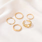 Retro five-piece open geometric ring ins cold joint ring set female