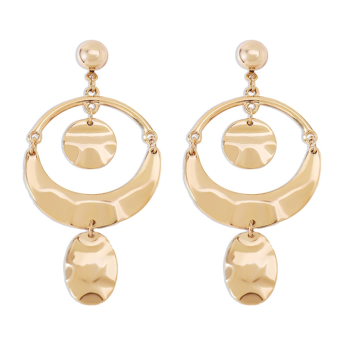 1523 Exaggerated Ethnic Earrings Simple Metal Hollow Circle Earrings Cold Personality Earrings