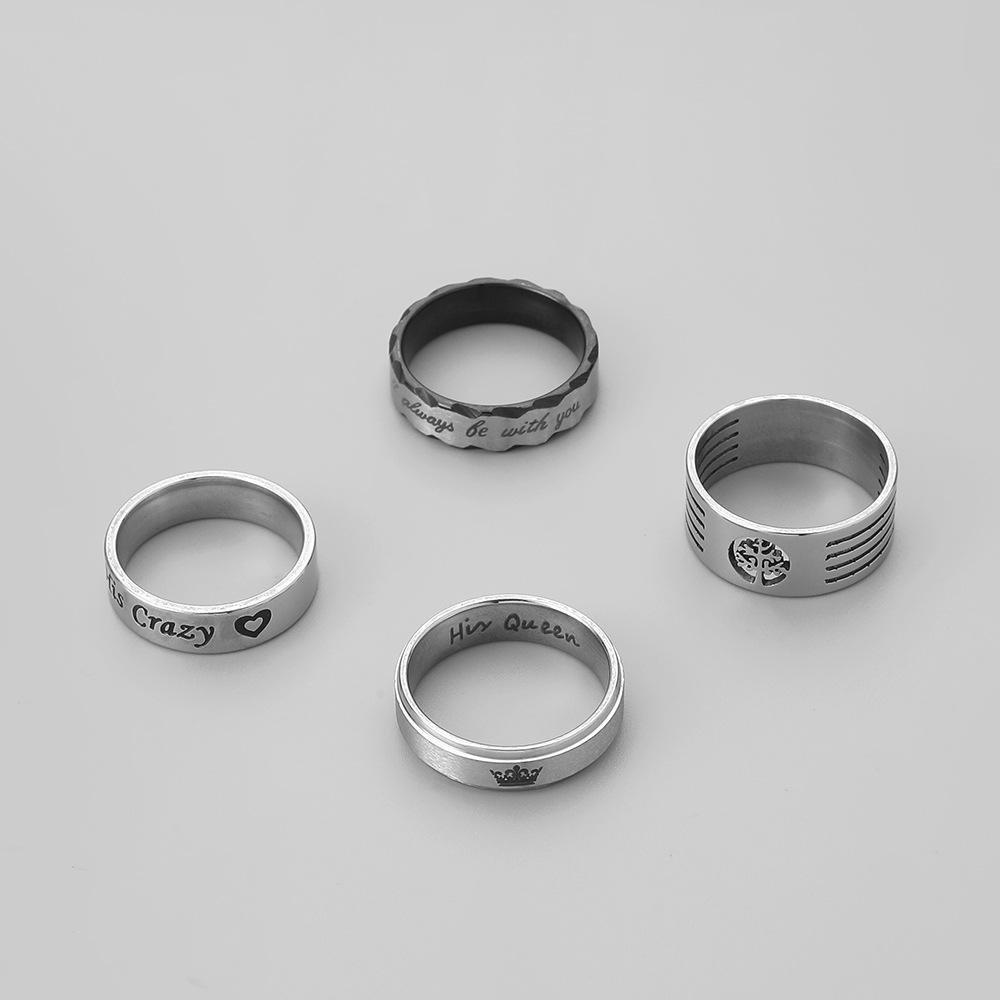 Fashion simple personality stainless steel titanium steel ring letter set ring versatile punk men's ring