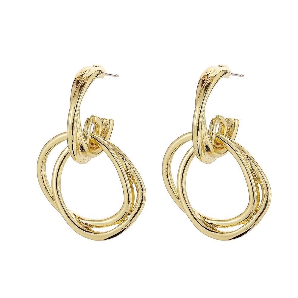 Jewelry fashion C-shaped simple earrings creative temperament double circle trendy lady earrings