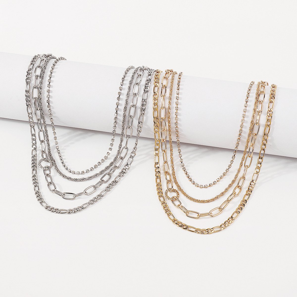 N1664 multi-layered thin chain claw chain splicing neck chain metal simple niche geometric necklace