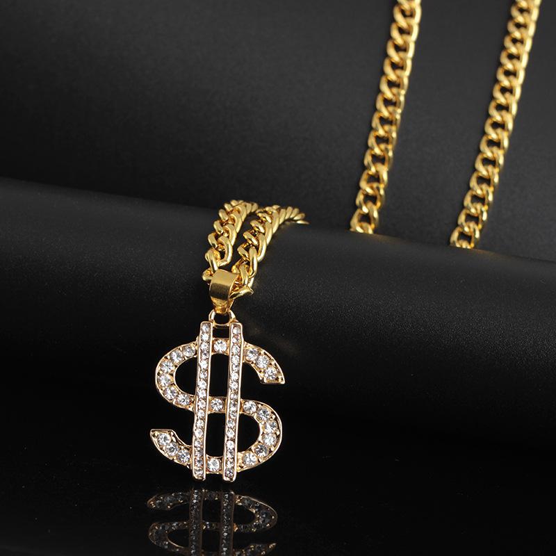 Hip-hop HIPHOP night exaggerated diamond dollar necklace dollar symbol pendant jewelry