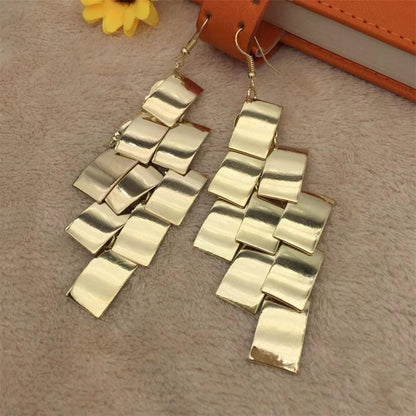 Rectangular Sequin Long Earrings Retro Exaggerated Earrings Indian Earrings earrings